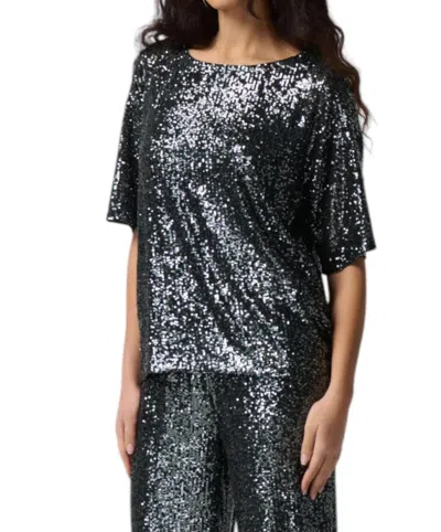 Joseph Ribkoff Boatneck Top In Black/grey In Multi
