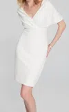 Joseph Ribkoff Scuba Crepe Wrap Dress With Pearl Detail In Vanilla In White