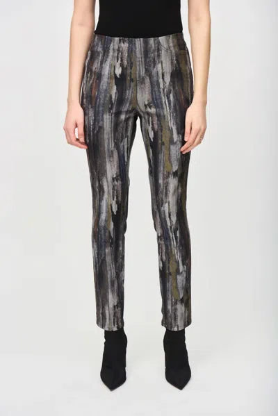 Joseph Ribkoff Bohemian Abstract Chino Pant In Grey Multi