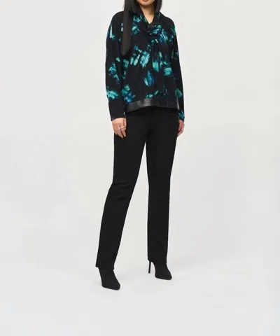 Joseph Ribkoff Bohemian Abstract Cowl Neck Top In Black Multi