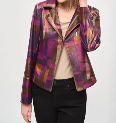 Joseph Ribkoff Bohemian Geometric Everyday Jacket In Plum Multi