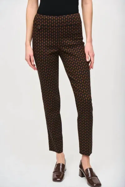 Joseph Ribkoff Bohemian Retro Slim-fit Trousers Style In Black & Copper
