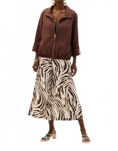 Joseph Ribkoff Textured Zip Front Bomber Jacket In Mahogany In White