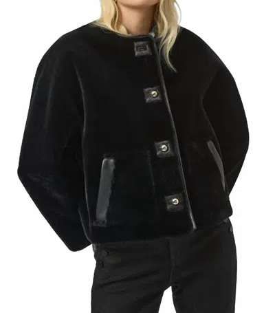 Joseph Ribkoff Bonded Faux Fur Boxy Jacket In Black Fur