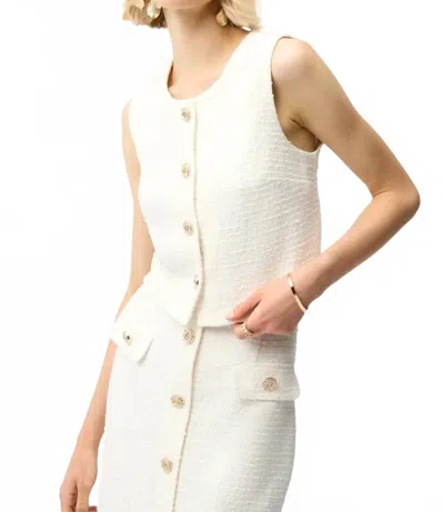Joseph Ribkoff Bouclé Button Front Vest In Off-white In Pattern