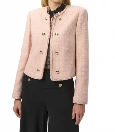 Joseph Ribkoff Bouclé Collarless Jacket With Buttons In Rose In Neutral