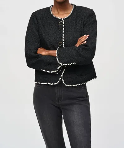 Joseph Ribkoff Boucle Contrast Jacket In Black