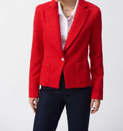 Joseph Ribkoff Bouclé Fitted Blazer In Radiant Red In Multi
