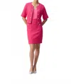 Joseph Ribkoff Bouclé Cropped Jacket In Pink In Pink
