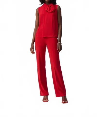 Joseph Ribkoff Bow Collar Sleeveless Lightweight Top In Radiant Red