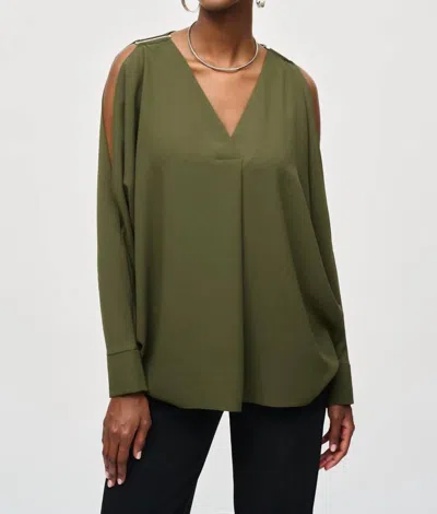 Joseph Ribkoff V-neck Long Sleeve Blouse In Iguana In Multi
