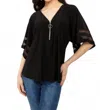 Joseph Ribkoff Boxy Top With Mesh Inserts In Black In Black
