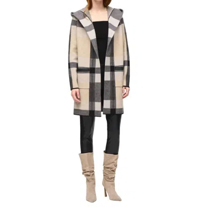 Joseph Ribkoff Brushed Jacquard Sweater Cover Up In Black/oatmeal In Multi
