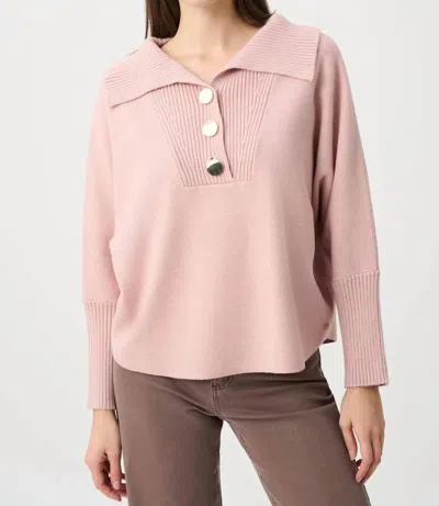 Joseph Ribkoff Brushed Viscose And Nylon Funnel-neck Sweater In Soft Blush In Multi