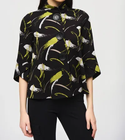 Joseph Ribkoff Brushstroke Print Knit Jacket In Black/multi