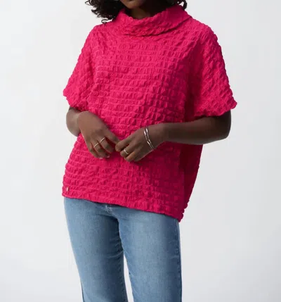 Joseph Ribkoff Bubble Cowl Neck Top In Geranium In Pink