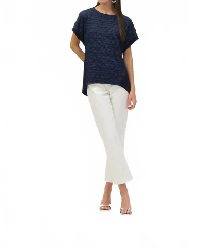 Joseph Ribkoff Bubble Jacquard And Silky Knit Straight Top In Midnight Blue