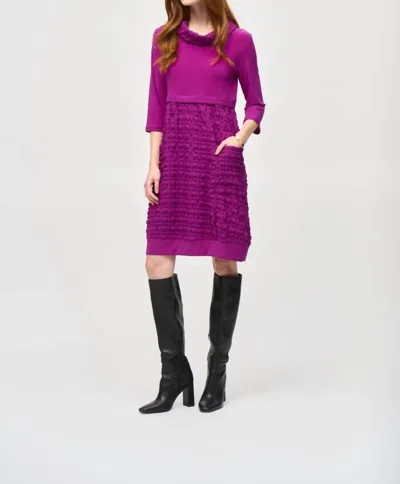 Joseph Ribkoff Bubble Textured Cowl Neck Cocoon Dress In Empress In Purple
