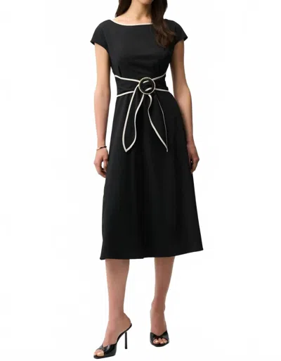 Joseph Ribkoff Buckle-detail Piped-trim Midi Dress In Black