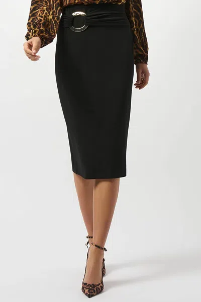 Joseph Ribkoff Buckle Detail High Waist Pencil Skirt In Black