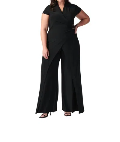 Joseph Ribkoff Buckle Short Sleeve Jumpsuit In Black