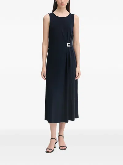 Joseph Ribkoff Buckle-detail Sleeveless Midi Dress In Blue