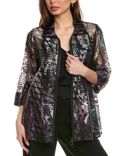 Joseph Ribkoff Burnout Sheer Jacket In Purple