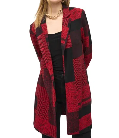 Joseph Ribkoff Business Notched Collar Blazer In Black/red In Multi