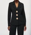 Joseph Ribkoff Statement Button Long Sleeve Blazer Jacket In Black In Black