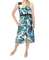 Joseph Ribkoff Butterfly Print Faux Wrap Hi-low Midi Dress In Vanilla/multi In Multi