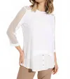 Joseph Ribkoff Button Detail High-low Hem Top In Vanilla In White
