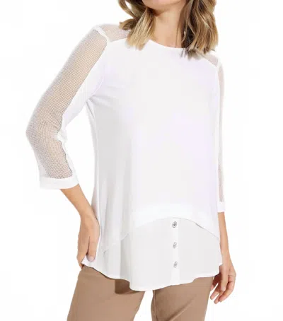 Joseph Ribkoff Button Detail High-low Hem Top In Vanilla In White