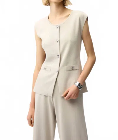 Joseph Ribkoff Button Front Knitted Vest Top In Moonstone In Neutral