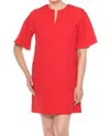 Joseph Ribkoff Buttoned Shoulders Mini Shift Dress In Radiant Red In Red