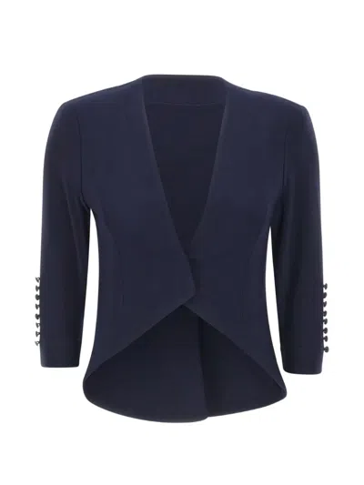 Joseph Ribkoff Button-embellished Asymmetrical Jacket In Blue