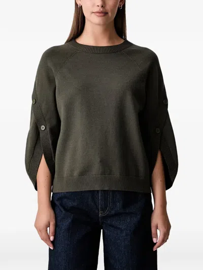 Joseph Ribkoff Button-embellished Tulip-sleeve Sweater In Green