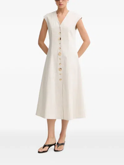 Joseph Ribkoff Front Button Midi Dress In Natural In White