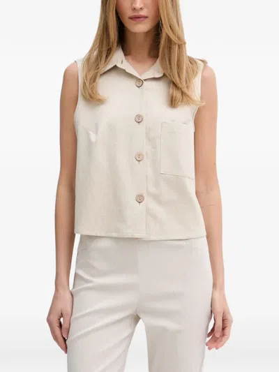 Joseph Ribkoff Button-up Sleeveless Top In Neutral