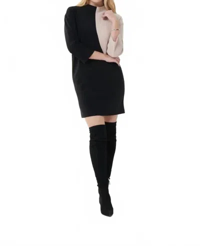 Joseph Ribkoff Camila Color Block Mini Dress In Sand And Black In Animal Print