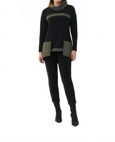 Joseph Ribkoff Candace Contrast Cowl Neck Pocket Tunic In Black