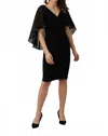Joseph Ribkoff Cape Dress In Black In Multi