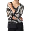 Joseph Ribkoff Casual V-neck Knitted Top In Black In Multi