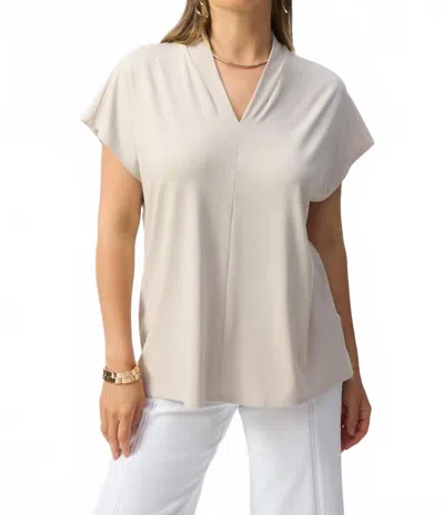 Joseph Ribkoff V-neck Short Dolman Sleeve Top In Moonstone In White