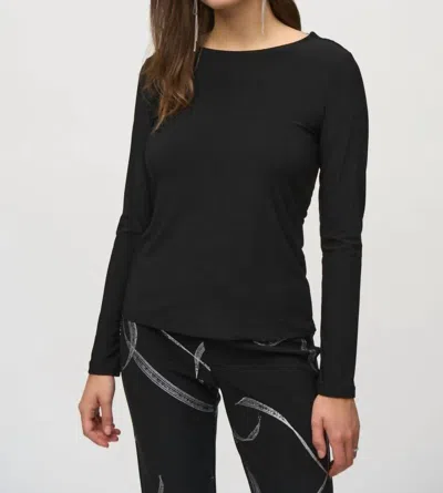 Joseph Ribkoff Chain Detail Long Sleeves Fitted Top In Black