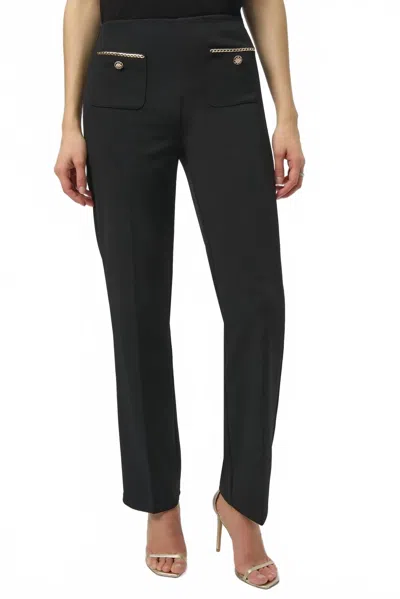 Joseph Ribkoff Chain Detail Pull On Straight Pants In Black