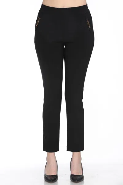 Joseph Ribkoff Chain Link Detail Slim Ankle Pant In Black