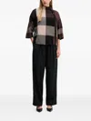Joseph Ribkoff Check Button Sweater In Brown