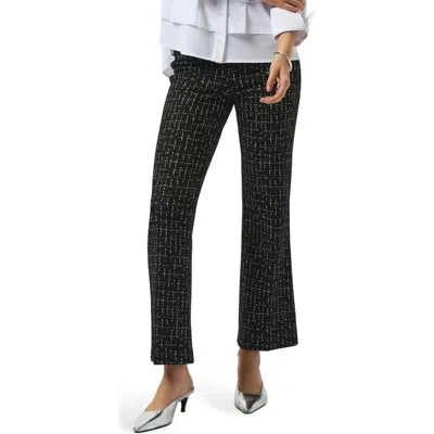 Joseph Ribkoff Check Jacquard Straight Leg Pants In Black/ Off-white