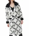 Joseph Ribkoff Check Long Sleeve Longline Cover-up Jacket In Vanilla/black In Multi