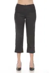 Joseph Ribkoff Check Pull On Roll Up Cropped Pant In Black/grey In Gray